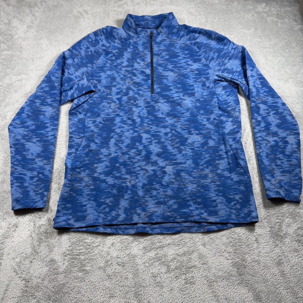 Lululemon Surge Warm 1/2 Zip Pullover Men XL Blue Chambray Camo Thumb Holes